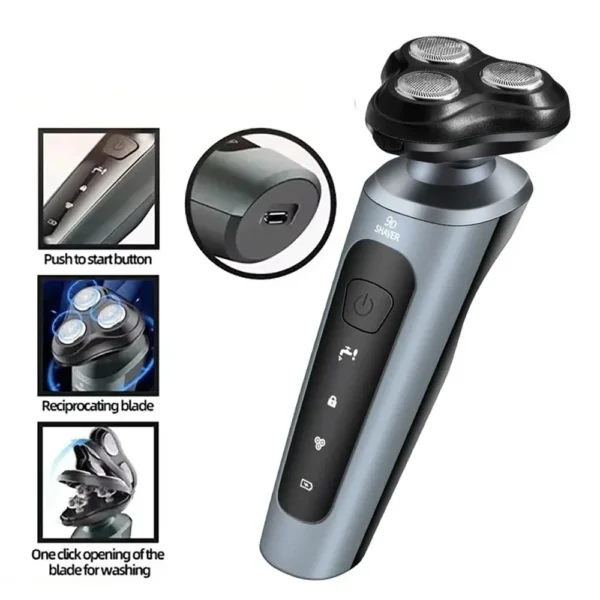 Men's Intelligent Rechargeable Shaver Wet/Dry Beard Razor ABS Tondeuse Dissolving Beard Rechargeable Razor for Smooth Skin - Image 1