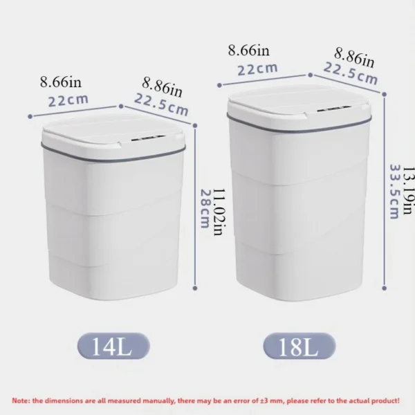 Smart Trash Can with Lid - Infrared Sensor Hands-Free, Silent Closing Battery Powered, Gift for Home Office Bathroom Kitchen - Image 4