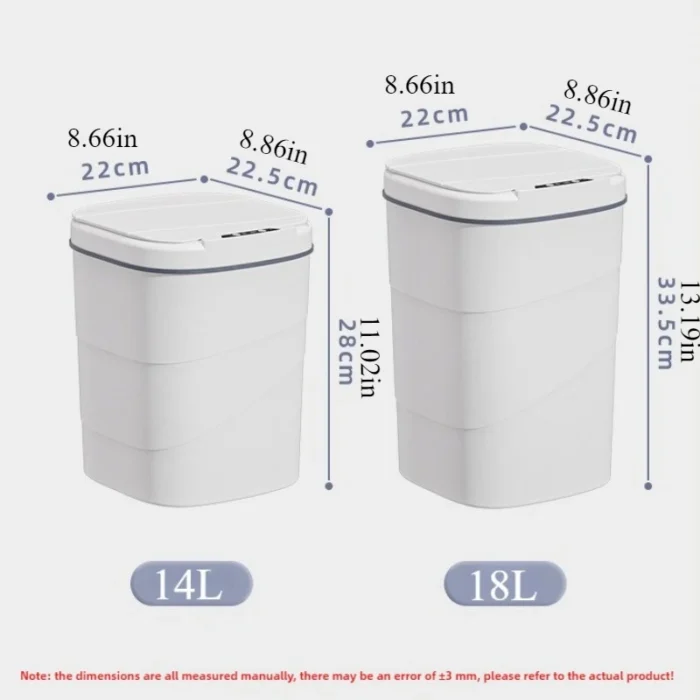 Smart Trash Can with Lid - Infrared Sensor Hands-Free, Silent Closing Battery Powered, Gift for Home Office Bathroom Kitchen - Image 4