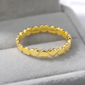 Stainless Steel Heart Rings For Women Gold Color Heart Engagement Wedding Ring Luxury Wedding Aesthetic Fashion Jewelry Gift