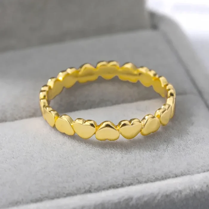 kf-S12a9783dfc73419389465df1f44c46dbE Stainless Steel Heart Rings For Women Gold Color Heart Engagement Wedding Ring Luxury Wedding Aesthetic Fashion Jewelry Gift - Image 1