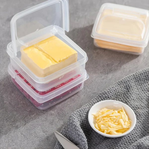 1pc Plastic Refrigerator Storage Cheese Box, Cheese Container, Butter Block Cheese Slice Storage Box - Image 2