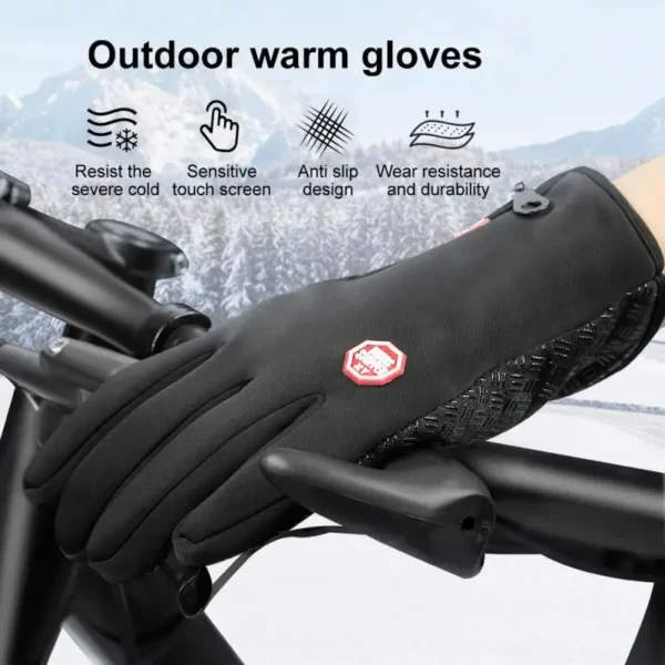 Winter Gloves For Men Waterproof Windproof Cold Gloves Snowboard Motorcycle Riding Driving Warm Touchscreen Zipper Glove - Image 2