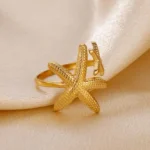Stainless Steel Starfish Open Rings For Women Gold Color Geometric Adjustable Ring Wedding Party Fashion Jewerly Gift anillos - Image 2