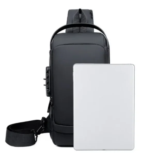 Waterproof Casual Chest Bag Men Multifunction Anti-theft USB Charging Men Crossbody Bag Patent Leather Travel Chest Bag Pack Mal - Image 3