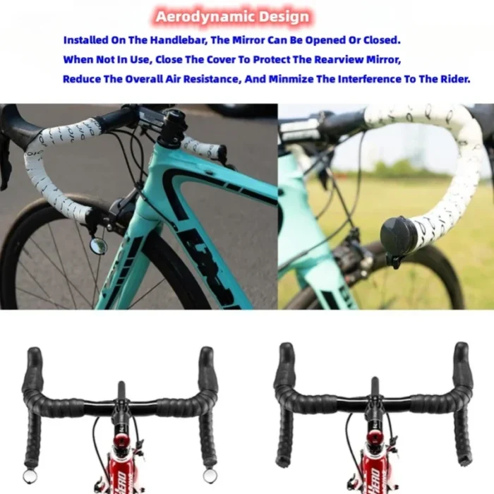 kf-S16713097c10b4cc69519f623e81c4798V Bicycle 1PC/1Pair Rear View Convex Mirror Handlebar Drop Bar Mount Acrylic Lens Back Sight Reflector Light Weight - Image 3