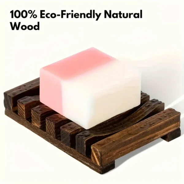 Elegant Wooden Soap Dish with Self-Draining Design - Perfect for Bathroom Decor and Organization, Natural Wood Finish soap box - Image 2