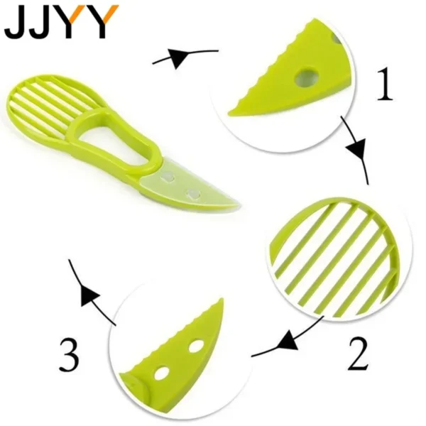 JJYY 3 In 1 Avocado Slicer Shea Corer Butter Fruit Peeler Cutter Pulp Separator Plastic Knife Kitchen Vegetable Tools - Image 6