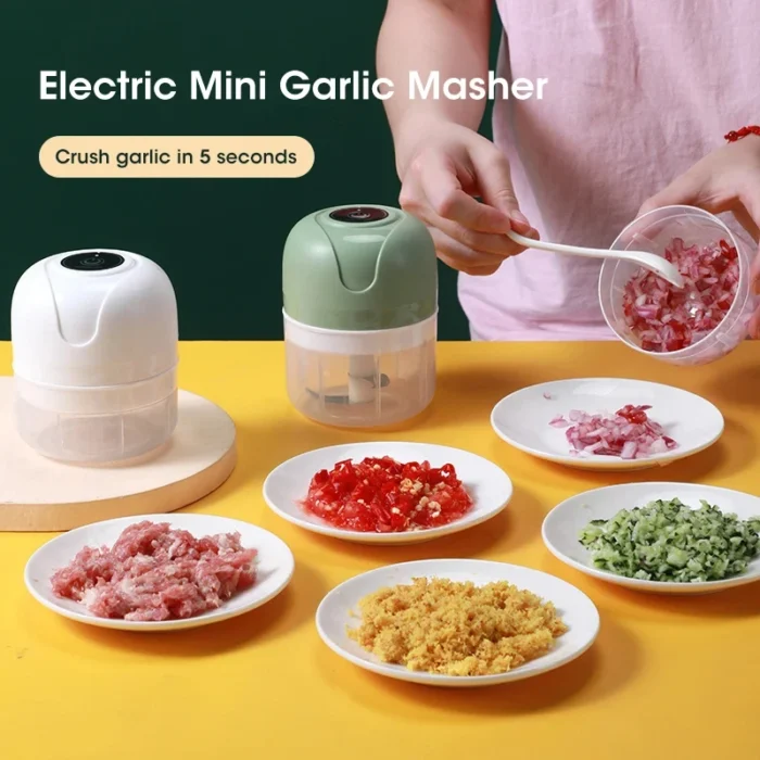 kf-S1d0d35933e19496b9702828c54289346k 250ml Garlic Masher Crusher Electric Kitchen Food Chopper USB Portable Meat Grinder Vegetable Chopper for Kitchen Gadgets - Image 2