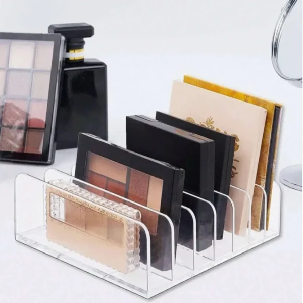 7-Compartment Transparent Makeup Organizer for Eyeshadow Palette and Cosmetics, Vanity Table and Bathroom Countertop Storage Box - Image 6