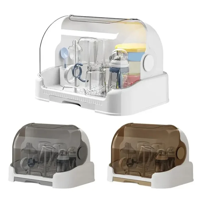 kf-S1d653b5554f244edba34f3ac06a3d3dfC Portable Baby Bottle Drying Rack & Organizer - Dustproof Storage Container with Removable Drip Tray, Hygienic Feeding Accessorie - Image 4