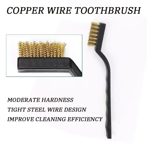 6/12 Pcs Industrial Mini Wire Brushes, Stainless Steel & Copper Bristles for Hard Dirt Cleaning, Heavy Duty Cleaning Tool - Image 3