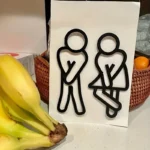 Funny Bathroom Signs for Men Women Creative 2D Flat Restroom Door Decor Restaurant Hotel Cafe Toilet Signage Wall Sticker - Image 2