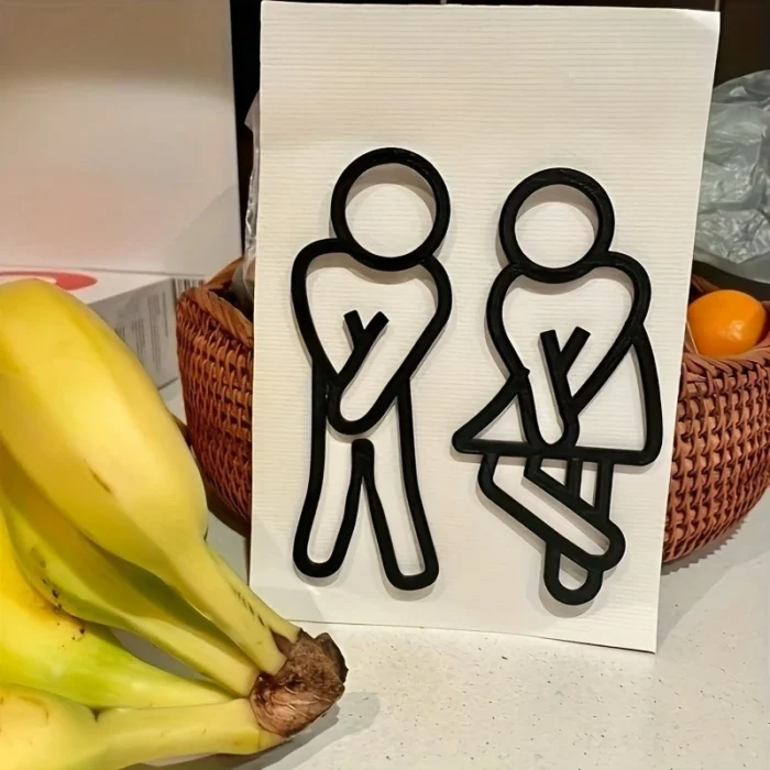 kf-S1fa29bcda8c349588e7dee1219b25ecfY Funny Bathroom Signs for Men Women Creative 2D Flat Restroom Door Decor Restaurant Hotel Cafe Toilet Signage Wall Sticker - Image 2