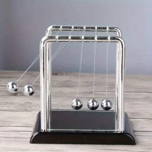 Classic Newtons Cradle Metal Desktop Ornament Black White Sphere Office Home Decor Desk Decoration for Living Room Bedroom Study