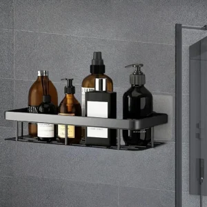Wall Mounted Shower Rack Large Capacity No Drilling for Bathroom Kitchen Space Saving Easy Install Store Toiletries Cosmetics