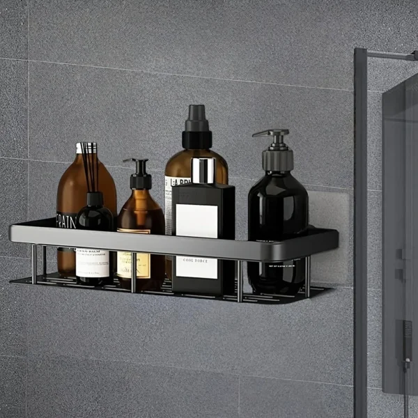 Wall Mounted Shower Rack Large Capacity No Drilling for Bathroom Kitchen Space Saving Easy Install Store Toiletries Cosmetics - Image 3