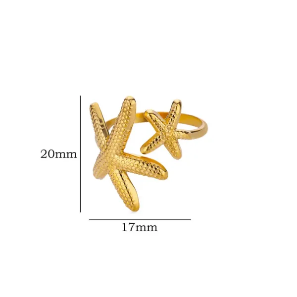 Stainless Steel Starfish Open Rings For Women Gold Color Geometric Adjustable Ring Wedding Party Fashion Jewerly Gift anillos - Image 6