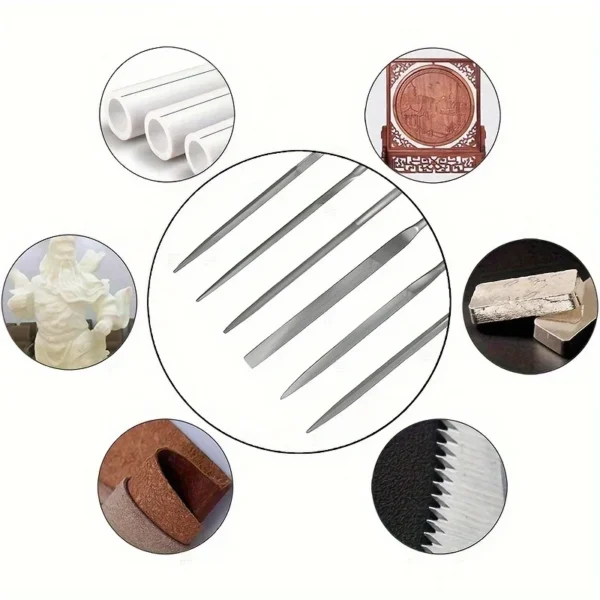 Premium Needle File Set - High-Carbon Steel Files with Non-Slip Ergonomic Handles for Precise Filing on Wood, Plastic, Model - Image 2