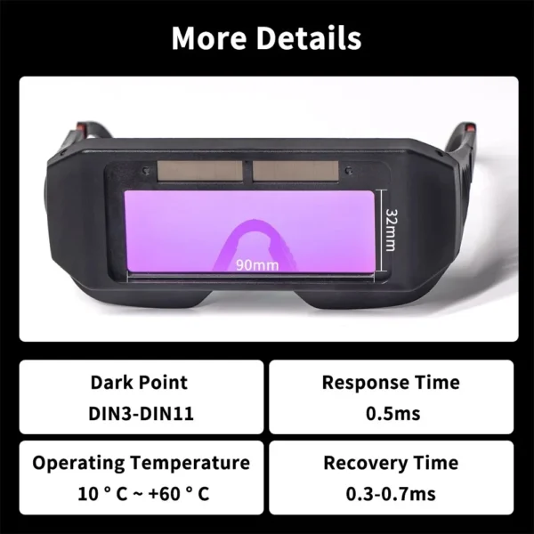 Solar Powered Welding Helmet Auto Darkening Welding Goggles LCD Welder Glasses for TIG MIG MMA Plasma Welder Glasses - Image 6