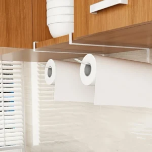 Multi-Functional Kitchen Storage Rack with Wall-Mounted Paper Towel Holder, Ideal for Cling Film, Dishcloth, Foil Dispenser