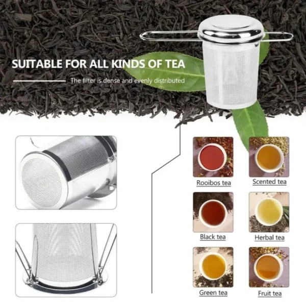 Stainless Steel Mesh Tea Infuser with Lid Reusable Cup Strainer Loose Leaf Spice Filter for Teapots Mugs Cup to Steep Tea Coffee - Image 5