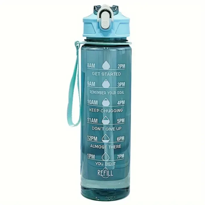 800ml/27oz Large Capacity Sports Water Bottle Leak Proof Plastic Drinking Cup With Time Scale Suitable For Travel Fitness Sports - Image 6