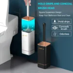 Silicone Toilet Brush Set Long Handle No Drill Wall Mounted Quick Dry Leak Proof for Bathroom Deep Cleaning Durable Multi Use - Image 2