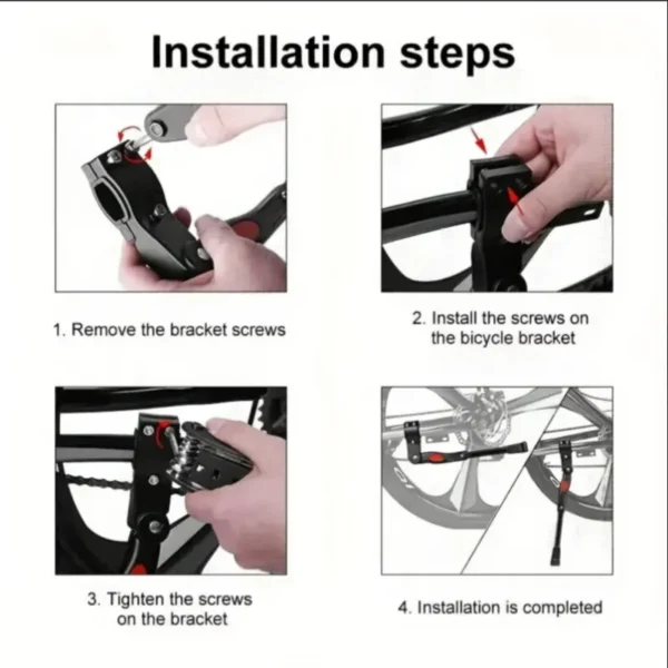 Aluminum Alloy Kickstand, Bicycle Rear Bracket Adjustable Length, MTB 26 Inch Bicycle Side Support - Image 6