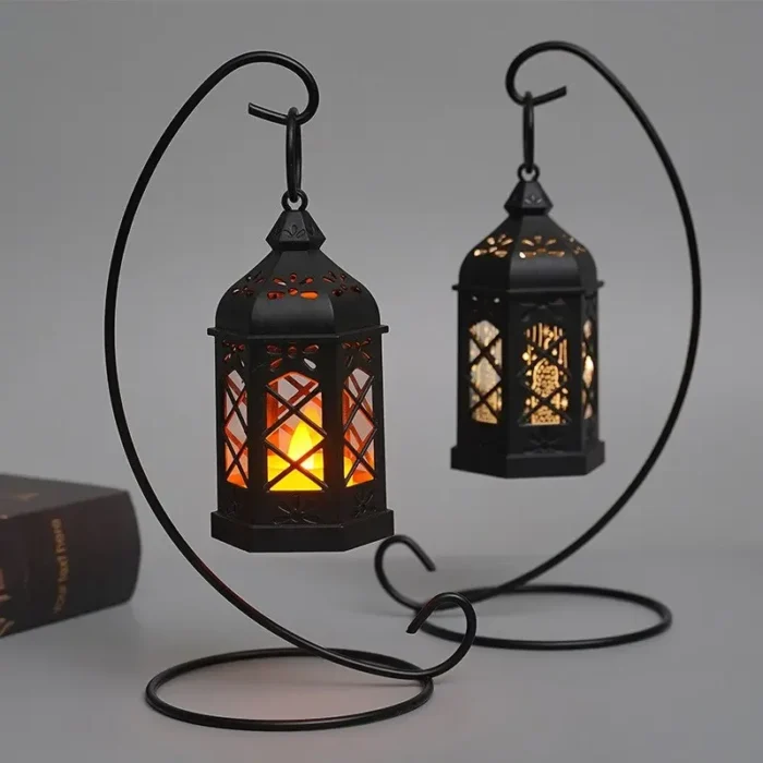 kf-S28738135c9ac4b0e9c09856d18241e8ek Retro Desktop LED Lamp, Creative Hexagonal Wind Lamp, Portable Candle & Horse Lamp, Atmosphere Decoration Gift - Image 4