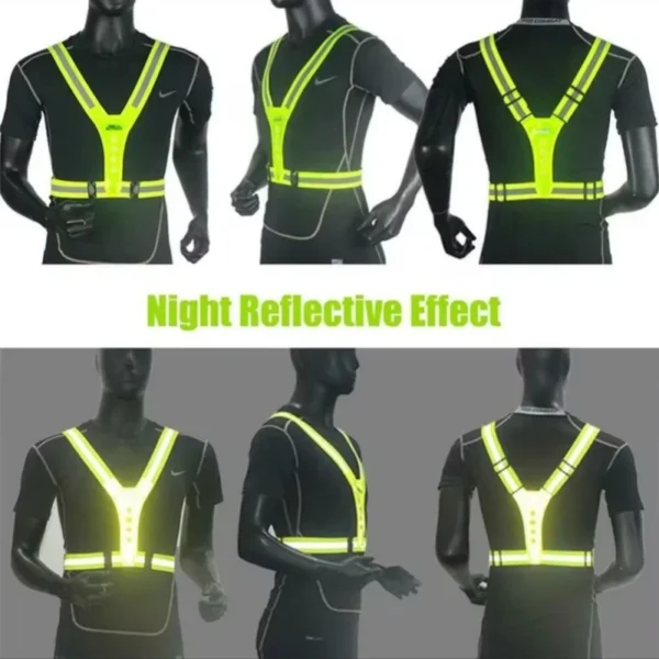 Safety Reflective Vest LED Running Light Adjustable Cycling Vest Night Warning Work Fishing Sports Vest - Image 3
