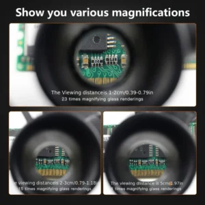 2LED headmounted lighting microlens with maintenance LED lamp magnifying glass, magnification 8x, 15x, 23x