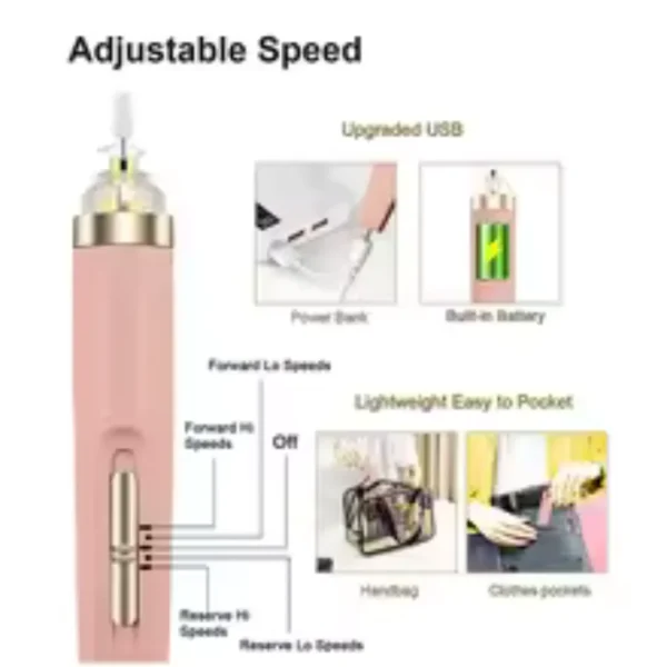 5 in 1 Electric Nail Polish Drill Machine With Light Portable Mini Electric Manicure Art Pen Tools For Gel Remover - Image 3