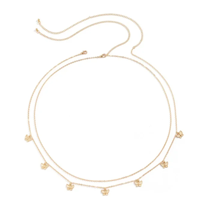 kf-S2996139572f54d93aff828f297e82a7ao Classic Retro Cute Butterfly Waist Belly Chain for Women Summer Beach Sexy Simple Body Chain Vacation Jewelry Accessories Gift - Image 4