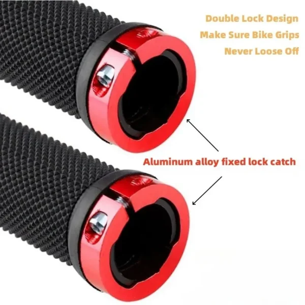 Bicycle Rubber Grips Alloy Lock Non-Slip Rubber Bicycle Handlebar Grips Double Aluminum Lock on Locking Bicycle Handlebar Grips - Image 6