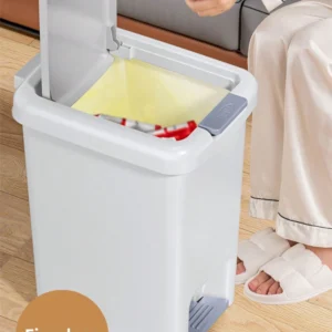 Plastic Foot Pedal Trash Can for Use in Bathroom, Kitchen, Living Room, Dorm, Office Trash Bin