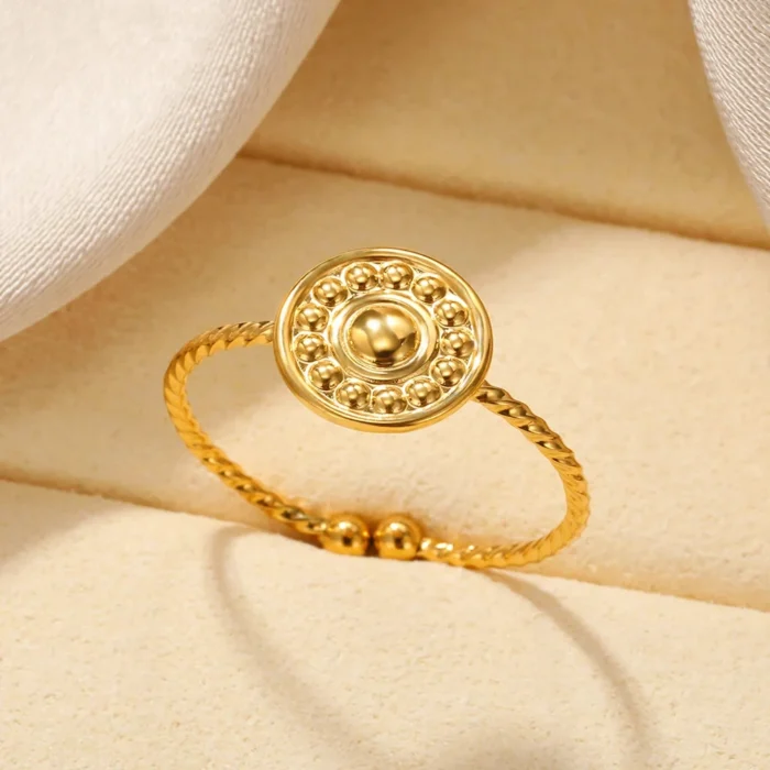 kf-S2c0987e2819144228726e364ffb07d8eX Stainless Steel Sun Rings For Women Gold Color Sun Butterfly Finger Adjustable Ring Aesthetic Fashion Wedding Jewelry Gift 2024 - Image 4