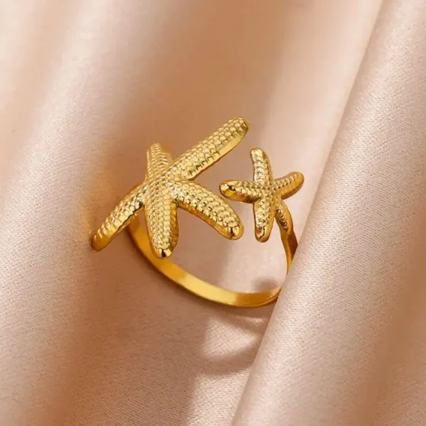 Stainless Steel Starfish Open Rings For Women Gold Color Geometric Adjustable Ring Wedding Party Fashion Jewerly Gift anillos - Image 3