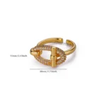 Stainless Steel Oval Hollow Zircon Open Rings For Women Gold Color Trendy Wedding Aesthetic Ring Summer Jewelry Accessories BFF - Image 4