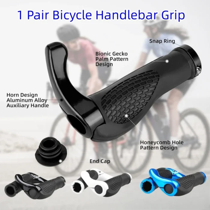 kf-S2cc018bc28134986be4b3da638ad90c8b Bicycle Handlebar Grip Ergonomic Anti Skid Lock on Handle Cover Aluminum Alloy Rubber Grips MTB Bike Accessories - Image 1