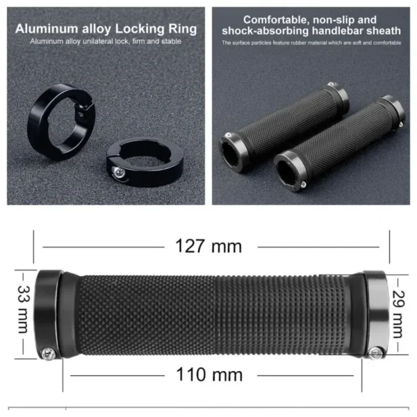 Bicycle Rubber Grips Alloy Lock Non-Slip Rubber Bicycle Handlebar Grips Double Aluminum Lock on Locking Bicycle Handlebar Grips - Image 4