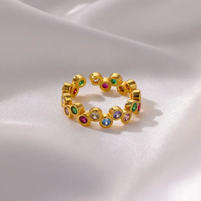kf-S2e58c9d2158c47069197c746781ff899g Colorful Tiny Round Rings For Women Stainless Steel Gold Color Adjustable Wedding Ring Luxury Aesthetic Jewlery Couple Gift - Image 3