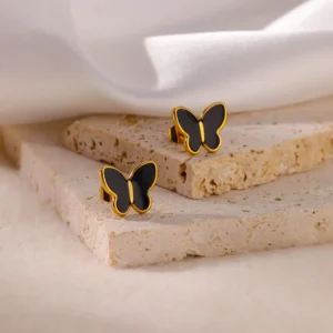 Stainless Steel White Butterfly Earrings for Women Elegant Ear Accessories Aesthetic Butterfly Stud Earring Wedding Jewelry Gift