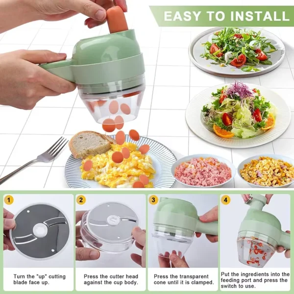 Multifunctional Electric Vegetable Chopper, Convenient Gadget for Home Kitchen, Fruit, Vegetable and Meat Chopping Tools - Image 5
