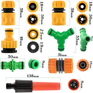 15Pcs Garden Hose Connector Set, Quick Connectors for Pipe Repair, 3 Tap Extender, Irrigation Accessories