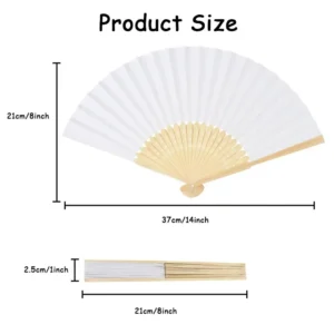 7 Inch Chinese Style Blank Fan Folding Hand Fan Paper Fan for Calligraphy Painting Wedding Gift Individually Packed