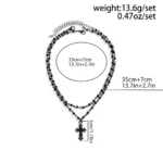 2Pcs/Set Gothic Black Cross Jesus Pendant Choker Necklace for Women Punk Vintage Metal Beads Chain Neck Jewelry Accessories New - Image 2