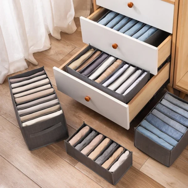 1pc Pants Storage Box, Jeans Divider Storage Box, Wardrobe 9 Grids Storage Basket - Image 6