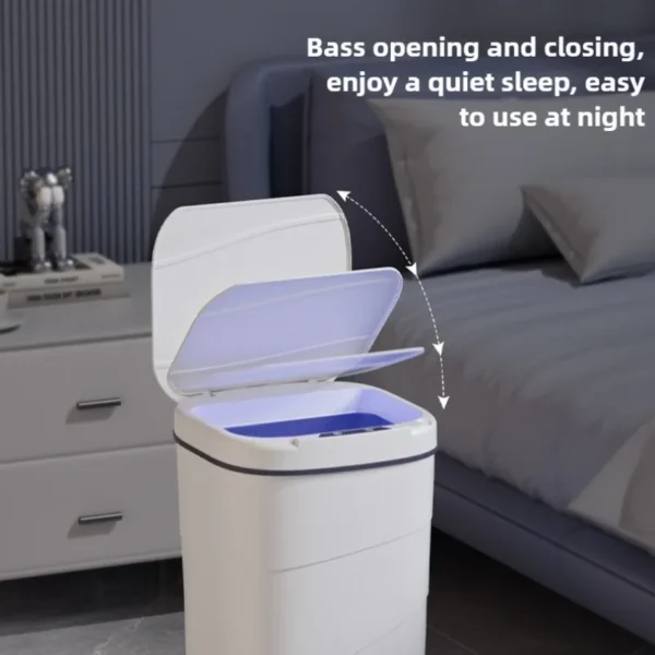 Smart Trash Can with Lid - Infrared Sensor Hands-Free, Silent Closing Battery Powered, Gift for Home Office Bathroom Kitchen - Image 3