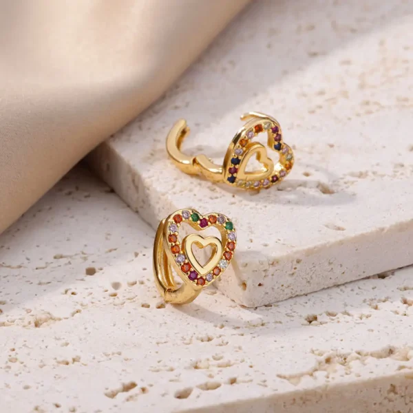 Hollow Zircon Heart Earrings For Women Stainless Steel Gold Color Heart Earring Luxury Wedding Couple Jewelry Gift Free Shipping - Image 5